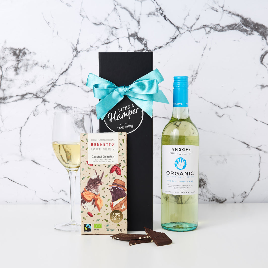 Organic White Wine and Chocolate Hamper