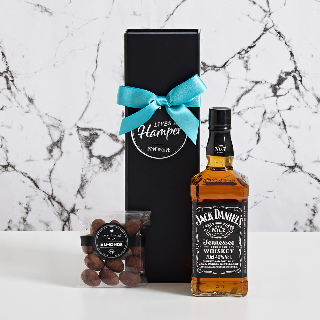 Jack Daniels Tennessee Whisky Hamper with Cocoa Dusted Milk Almonds