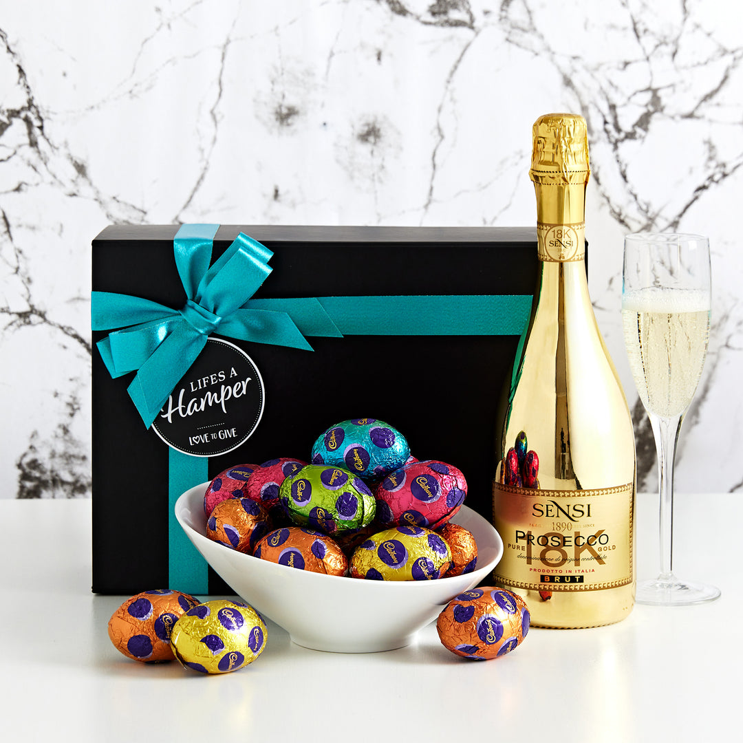 Celebrate Easter with our Sensi Prosecco and Chocolate Easter Eggs Gift Hamper 