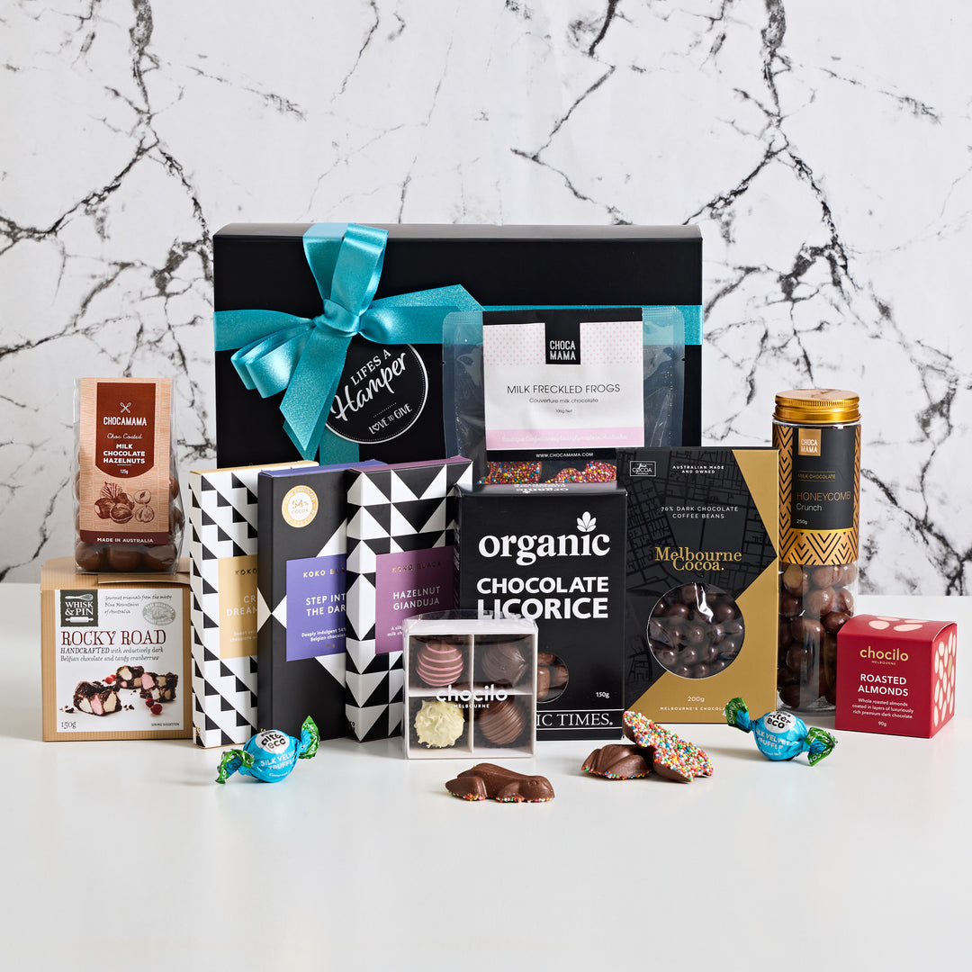Ultimate Chocolate Hamper has an  impressive selection of Australia chocolate products that won't disappoint.